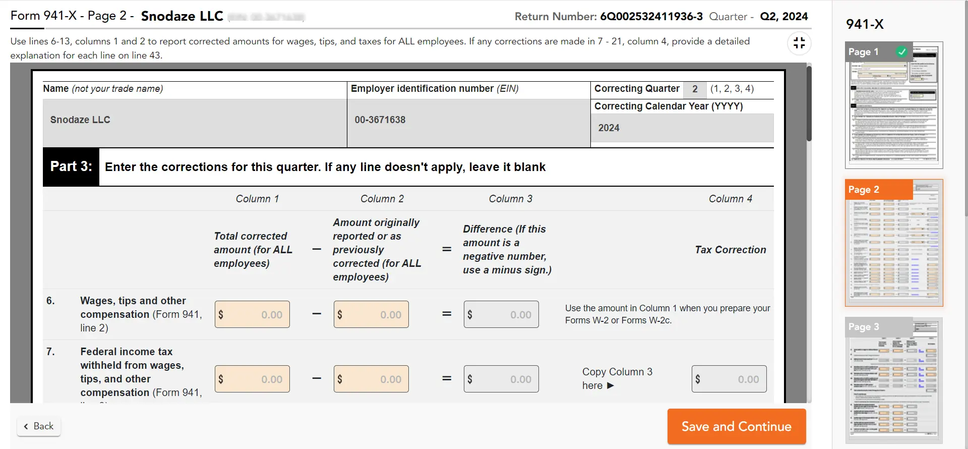 Add Client Form 941 Details